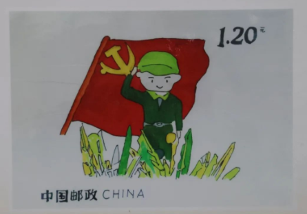 建党邮票设计图儿童画图片